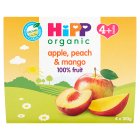 Hipp 4 Month Organic Just Fruit, Apple, Peach & Mango 4 x 100g